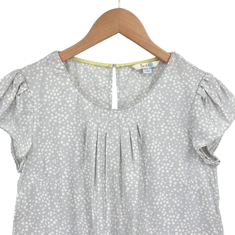Boden Silk Viscose Polka Dot Blouse Top Women Size 4 Flutter Sleeve Keyhole Back - Picture 3 of 12